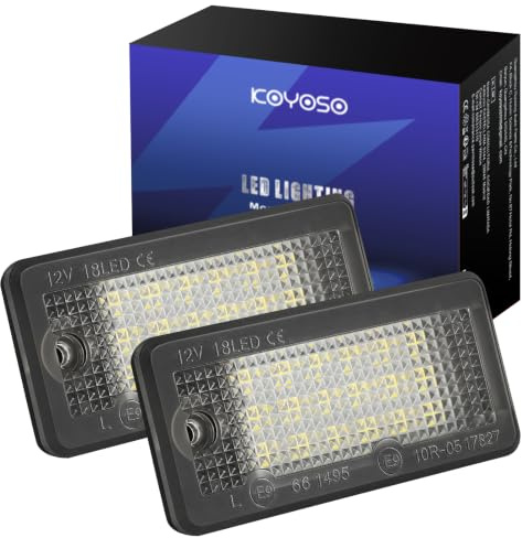 KOYOSO registreringsskyltbelysning LED med CAN-buss och IP67 vattentät – 2 stycken 18 x 2835 SMD ultralätt – felfri plug-and-play, för A3 A4 A5 A6 A8 Q7 S3 S4 S8 RS4 RS6 – registreringsskyltbelysning