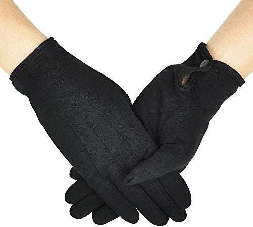 Weiße Baumwolle Handschuhe für Damen & Herren, Parade Uniform Kostüm | 100% Baumwolle, atmungsaktiv, mit Schnappverschluss, für Parade, Schützenfest, Smoking, Butler, Münzen & Schmuck