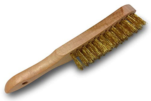 Brosse métallique à main professionnelle type soudeur | 4 rangs fils souples | Acier rond laitonné | Manche bois | Sortie du fil 30 mm | 29 * 3,5 cm | Kibros 7424