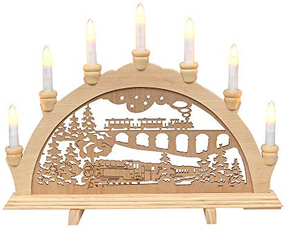 Wichtelstube-Kollektion Holz Schwibbogen Eisenbahn Lichterbogen
