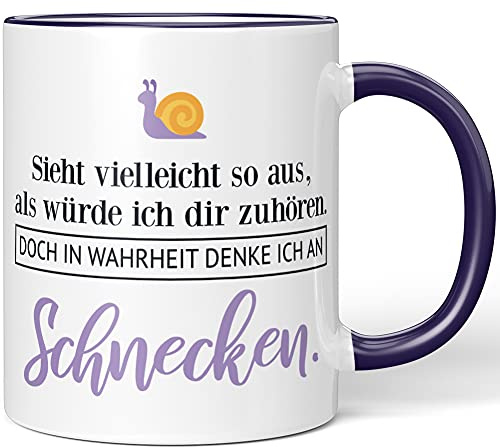 JUNIWORDS Tasse, Sieht vielleicht so aus, als würde ich dir zuhören. Doch in Wahrheit denke ich an Schnecken (1001511), Wähle Farbe, Lila