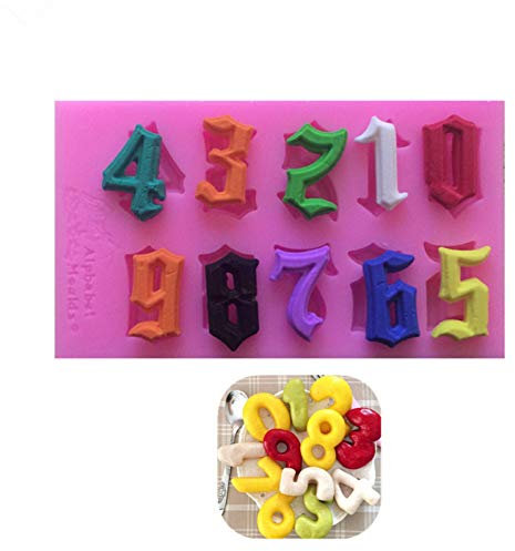 JLZK Molde de Galletas con Forma de números árabes, moldes de Pastel de Chocolate, Molde de Silicona para Fondant, Herramientas de decoración para Hornear DIY, Accesorios de Cocina