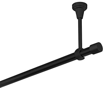 Gardinenstange schwarz 200 cm 1-läufig 19 mm aus Metall Deckenbefestigung Endstück Kappe