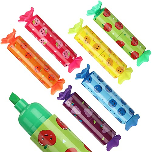 Nezyo 6 Stück 6 Farben Mini Textmarker für Kinder Bonbon Form Textmarker Kleine Geschenke für Schülere Adventskalender Füllung Schulkinder Kleine Geschenke für Kinder Weihnachten