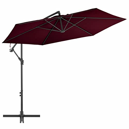 Catherinol Sombrilla voladiza con palo, Parasol Terraza, Sombrilla Terraza Exterior, Sombrilla Jardin, Parasol Jardin, Sombrilla Playa, Parasol Excentrico, de aluminio rojo burdeos 300 cm