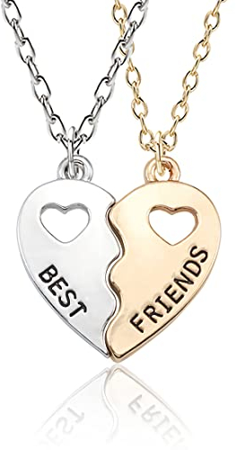 2 Stück Edelstahl Unisex Paare Anhänger Halskette Puzzle Love Heart ，BFF Halsketten Freundschaftskette Beste Freunde für Mädchen Geburtstagsgeschenke Anhänger Kette Geschenke (Gold Silber)