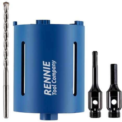 132mm x 150mm Long Diamond Core Drill Bit Set With Hex + SDS Adapter | For Concrete Masonry Brick Block Stone Granite. Includes SDS Adapter, Hex Shank Adapter & Centre Drill Bit / Pilot Drill Bit