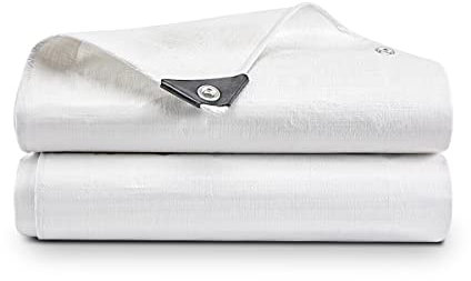 White Tarpaulin Waterproof Heavy duty 1.83m x 3.6m (Cut-Size) PE Plastic Tarp 110gsm Mediumweight Multipurpose Tarpaulin Sheet - Cover Garden Furniture Shed Market Stall (6ft x 11.8ft)