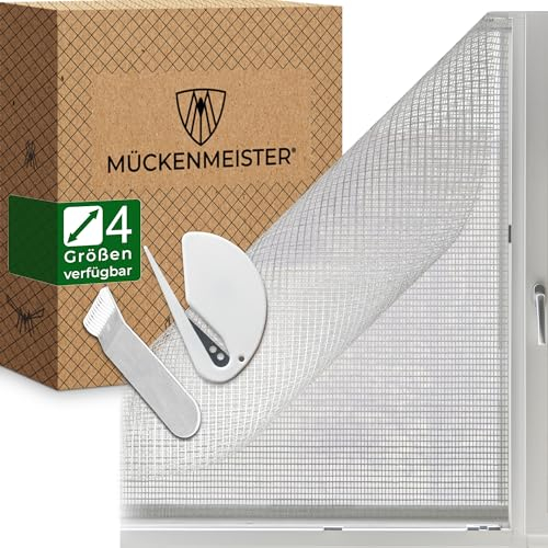 MÜCKENMEISTER® Moustiquaire Fenetre (130x150cm, Blanc) en Fibre de Verre - Moustiquaire - Moustiquaire Fenetre sans Percage - Moustiquaire avec Bande Adhésive - Filet Moustiquaire