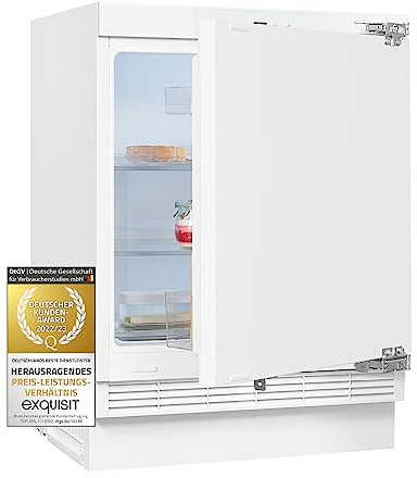 Exquisit Unterbau Kühlschrank UKS140-V-FE-010D | Nutzinhalt 138 l | Türanschlag wechselbar | LED Licht | Alarmsignal