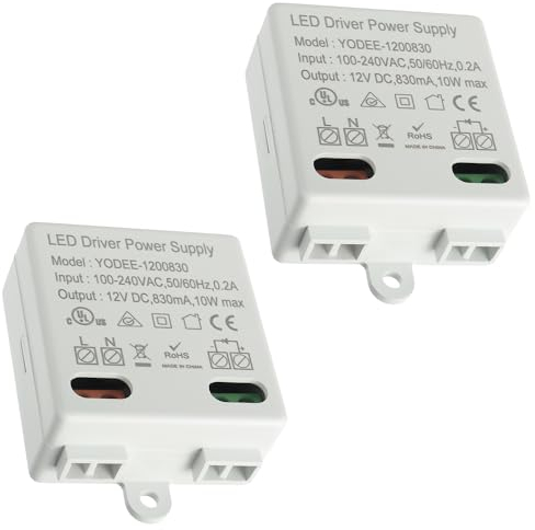 EPLZON 12VDC 10W Mini Trasformatore Piccolo e piatto Nessun carico minimo richiesto Adatto a Vari Apparecchi di Illuminazione LED a Bassa Tensione 12V e Altri Alimentatori(2 pezzi)