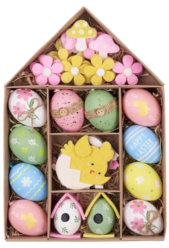 Valery Madelyn 40pcs Easter Egg Decoration Ornaments Set, 4-8cm Colorful Hanging Easter Eggs for Tree,Pink Green Easter Basket Stuffers Assorted Egg Bulk for Spring Window Party Decor