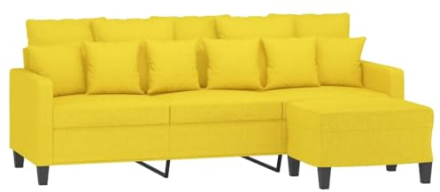vidaXL Sofa 3 Sitzer, Couch mit Fußhocker, Liegesofa für Wohnzimmer, Polstersofa Sessel Relaxsofa Loungesofa Relaxcouch TV Sofa, Hellgelb Stoff