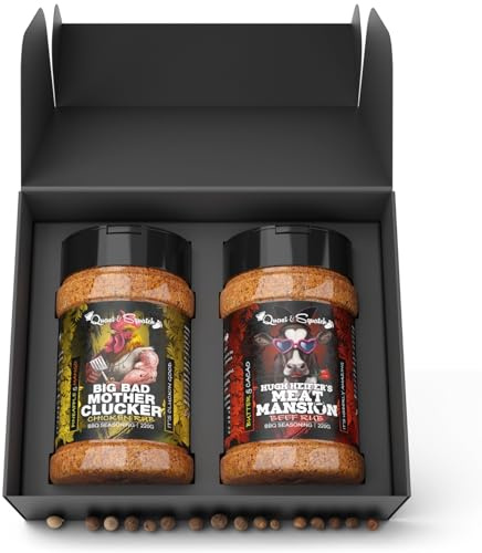 Quasi & Squatch BBQ Rub Gift Set – Big Bad Clucker & Hugh Heifers Meat Mansion (Chicken & Beef) – 2 × 220g Twin Pack – Perfect for Grillers