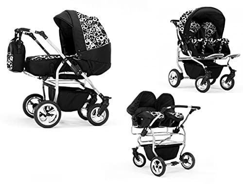 Zwillingskinderwagen 4 in 1 Duo inkl. Autositze - 13 Teile - in 20 Farben