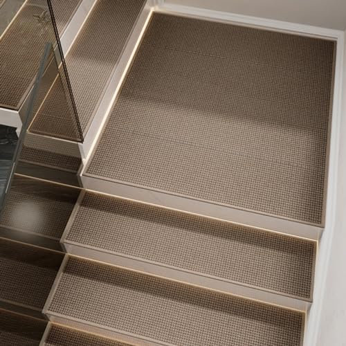 KYMMPL Tappeto per scale, assorbe l'acqua, antiscivolo, con retro in gomma antiscivolo, 26 x 75 cm, tappetini interni per scale, piastrelle in marmo, pavimenti in legno duro (marrone, 5 pezzi)