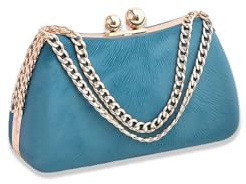 CORIOS Damen Abendtasche Marmor Clutch Bag Elegant Brauttasche Luxus Handgelenktasche Abnehmbarer Kette Handtasche Klein Tasche für Tanzparty Hochzeit Geburtstag Abendparty Blau