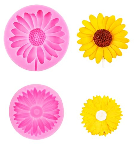 2 Piezas Molde Silicona Mini Margarita Flor de Ciruelo Hezhou Flor de Silicona Decorativa Reutilizable Mold Margarita Silicona Moldes de Fondant Flores 3D Moldes de Flores Decoración (Rosa)
