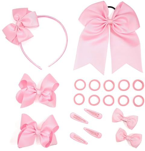 20 Pièces Noeud Papillon Accessoires de Cheveux pour Filles,Cheveux Liens Cheveux Élastiques Cheveux pour Enfants Petites Filles Dreadlocks les Queues Cheval Fille,pour Enfants Bébés Fille（rose pâle）