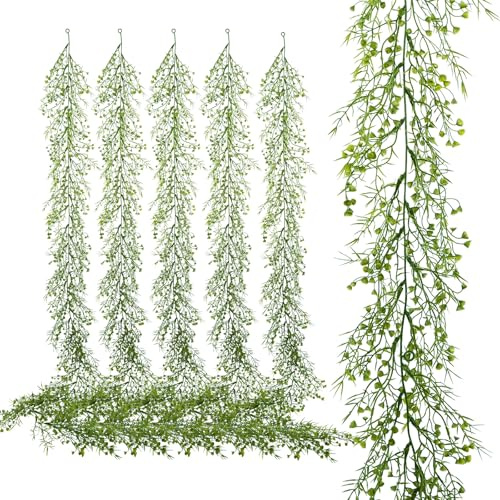 YVONNEYI 6 Stück Blätter Girlande,1,7m Kunstpflanze Girlande Grün, Efeu Künstlich für Hochzeit, Balkon, Terrassen, Zimmer, Wanddeko, Gartendeko, Tischdeko, Indoor/Outdoor - 040
