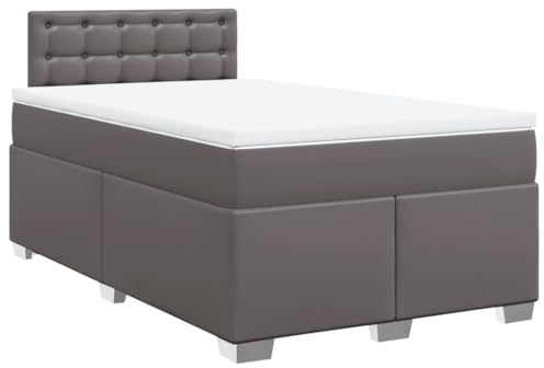 vidaXL Boxspringbett mit Matratze Grau 120x200 cm Kunstleder