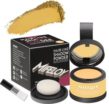 MIFELOY Unsichtbares Ansatzpuder, Männer Wasserfestes Haaransatz Puder, Frauen Soforteffekt Concealer zur Haarverdichtung, Haar Abdecken zum Ansatz kaschieren Dünne Stellen Kahle Graue, Mittelblond
