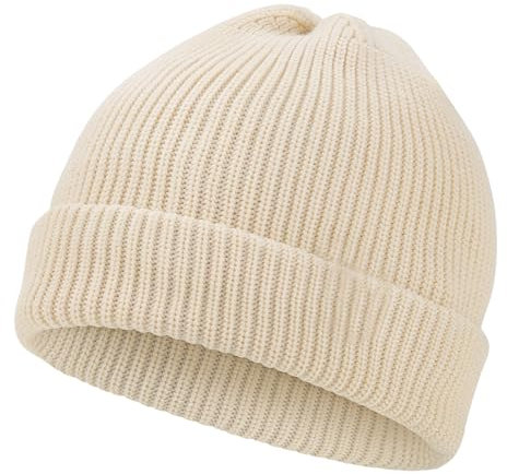 BARFULKER Beanie Mütze Damen Herren, Winter Beanie Mütze Warme Wintermütze Thermo Dehnbare Strickmützen Bequem Wollmütze Winddichte Laufmützen Geschenk Unisex, Weiß