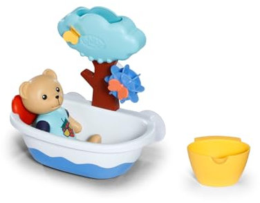 BABY born Splish Splash Tub with Teddy, Interactive Bath Time Toy with Swimming Teddy, features a Turning Wheel and Tree Shower, Wind Up Toddler Bath Toy, Sensory Development, 838105 Zapf Creation