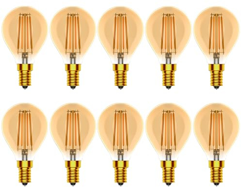 Zcexhph E14 Glühbirne LED,4W Vintage Glühbirne Edison,G45 Dimmbar Filament Birne,Warmweiß 2700K Retro Beleuchtung,400LM Filament LED,Bernstein Glühen,Golfball zur Dekoration,10er Pack