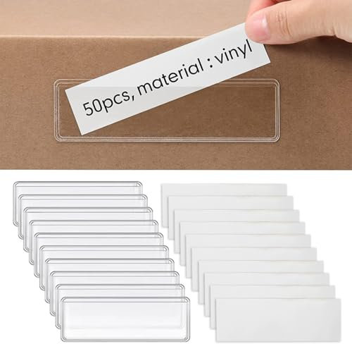 10 Stück Etikettenhalter Selbstklebend, 11 * 3CM Visitenkartentaschen Beschriftungsfenster Selbstklebend für Organisieren und Sortieren, Regale, Schubladen, Schließfächer, Ordner, Box,etikettenhalter
