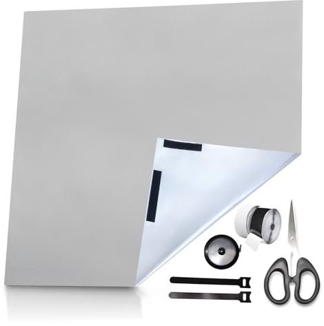 Verdunklungsrollo Ohne Bohren Set,Hellgrau 1m x 1,45m Sonnenschutz Fenster mit Klett & Kabelbinder Schere Maßband 100% Lichtundurchlässig Zuschneidbar Verdunklungsstoff Dachfenster Verdunkelung