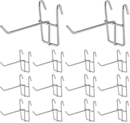 VALICLUD 30PCS Grid Wall Hooks Chrome - 10cm / 4 Inch Heavy Duty Single Prong Display Hangers for 3 x 3 Grid Mesh Wall Panels, Shop Fittings, Kitchen & Garage Tool Organizer