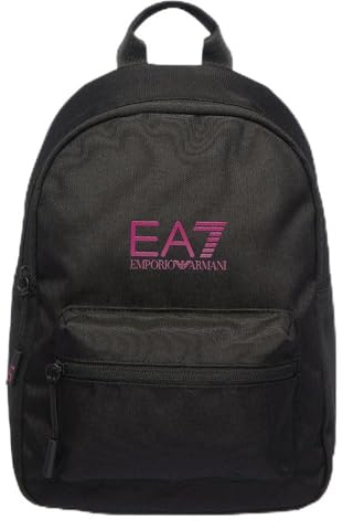 Zaino nero con logo rosa (33 cm) by EA7 Emporio Armani, nero, Taglia unica, Moderno, Minimalista