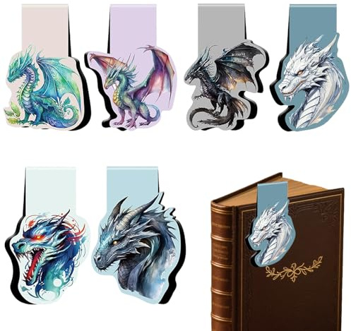 6 Stück Drachen Lesezeichen Magnetisch Kinder, Coole Lesezeichen | Fantasy Drachen Motiv, Wieder Verwendbare, Geschenkidee Für Schule, Buchliebhaber, Kinder & Erwachsene