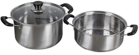 CLISPEED Olla De Vapor De Acero Inoxidable 24 Cm, Vaporera De Alimentos Cesta Para Cocinar Al Vapor, Adecuado Para Sopa y Cocina Doméstica, Suministros De Cocina Prácticos