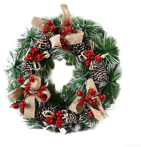 UrbanHui Weihnachtskranz zum Aufhängen, Dekoration, Simulation, Fensterrequisiten, Innen- und Außenbereich, Feiertagsdekoration, 32 cm (A)