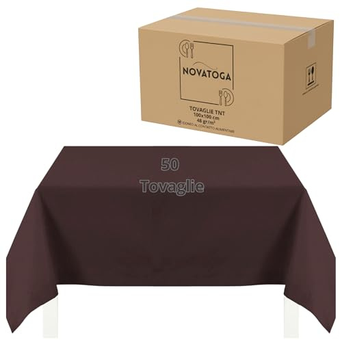 Tovaglie coprimacchia monouso Marrone TNT 100x100 cm resistenti tipo stoffa alta grammatura 48gr tovagliati festa ristorante pizzeria agriturismo trattoria copritavolo usa e getta impermeabili (50)