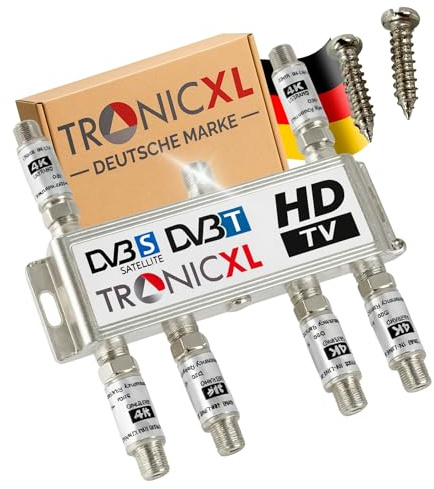 TronicXL Répartiteur satellite 6 voies 120 dB I Répartiteur d'antenne souple DVB-S2 DVB-T2 souple avec amplificateur d'antenne pour amplificateur de signal HDTV 3D 4K pour une bonne réception