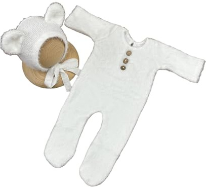 Bear Theme Photography Props for Newborn Boy Girl Infant Costume Romper Hat Outfit Photo Suit