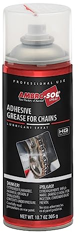 Ambro-Sol - G012 Grasso Adesivo Spray Filante per Catene ad Elevate Prestazioni, Bomboletta Spray in Banda Stagnata 100% Riciclabile all'Infinito da 400 ml, Marrone Scuro
