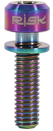 Fdit 6 st cykelstjälkskruv, M5 x 18 mm titanlegering cykelstambultar skruvbrickor set korrosionsbeständiga cykeldelar (regnbåge)
