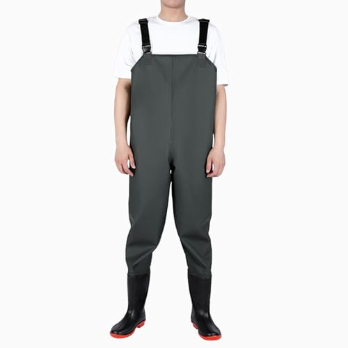 Wansiman Trampolieri,Torace Pesca Waders con Stivali,Scafandro,Pantaloni da Pesca con Bretelle,Impermeabile,Traspirante,Unisex,Uomo e Donna,per Caccia,Fango,Pescatore,Sport all'Aria Aperta
