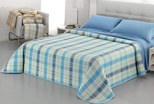 SpazioTessile Coperta Misto Lana New England 3 colori Singolo Piazza e Mezza Matrimoniale Maxi (Beige, 1 Piazza e Mezza)