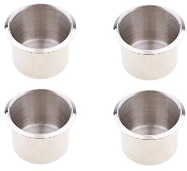 POFET 4 portabicchieri universali a forma di barca, 68 x 55 mm, in acciaio inox, per tavolo da poker, divano