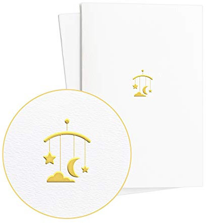 Edle Geburtstagskarte Kinder|Glückwunschkarte zur Geburt oder zum Kindergeburtstag| Mobile in Goldprägung auf Strukturiertem Papier|Junge oder Mädchen, E41(2er-Set)