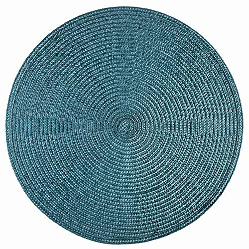 Haus und Deko Platzset Polypro Petrol Bastoptik rund ca. 35 cm Ø abwaschbar Tischset Platzdeckchen