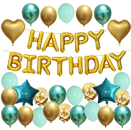 Ohighing Geburtstagsdeko Gold Grün Mädchen Happy Birthday Girlande Geburtstag Deko Frau Kindergeburtstag Partydeko