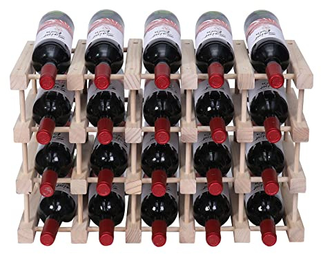 FDHUIJIA Wine Rack Small countertop Cabinet Stackable Storage Wooden freestanding Floor Wine Holder (20 Bottles)