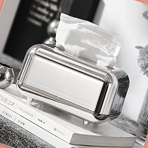 Rechteckige Tissue-Box, Tissue-Aufbewahrungsbox, galvanisiert, magnetisch, Retro-Einbau-Spenderbox für Kosmetiktücher für Zuhause, Badezimmer, Wohnzimmer, Schlafzimmer, Esszimmer(Silber-Grau)