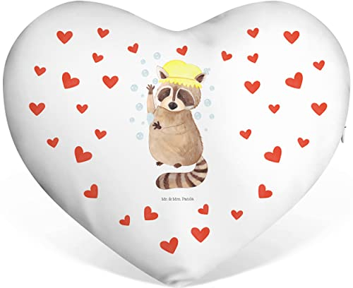Mr. & Mrs. Panda Herzkissen Waschbär - Geschenk, Verlobung, Lustige Sprüche, Valentinstag, Seifenblasen, Liebeskissen, Plan, Tagträumen, Jahrestag, Kleines, Waschen, Fröhlich